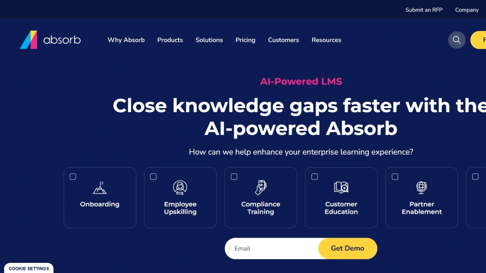 Absorb LMS home page interface