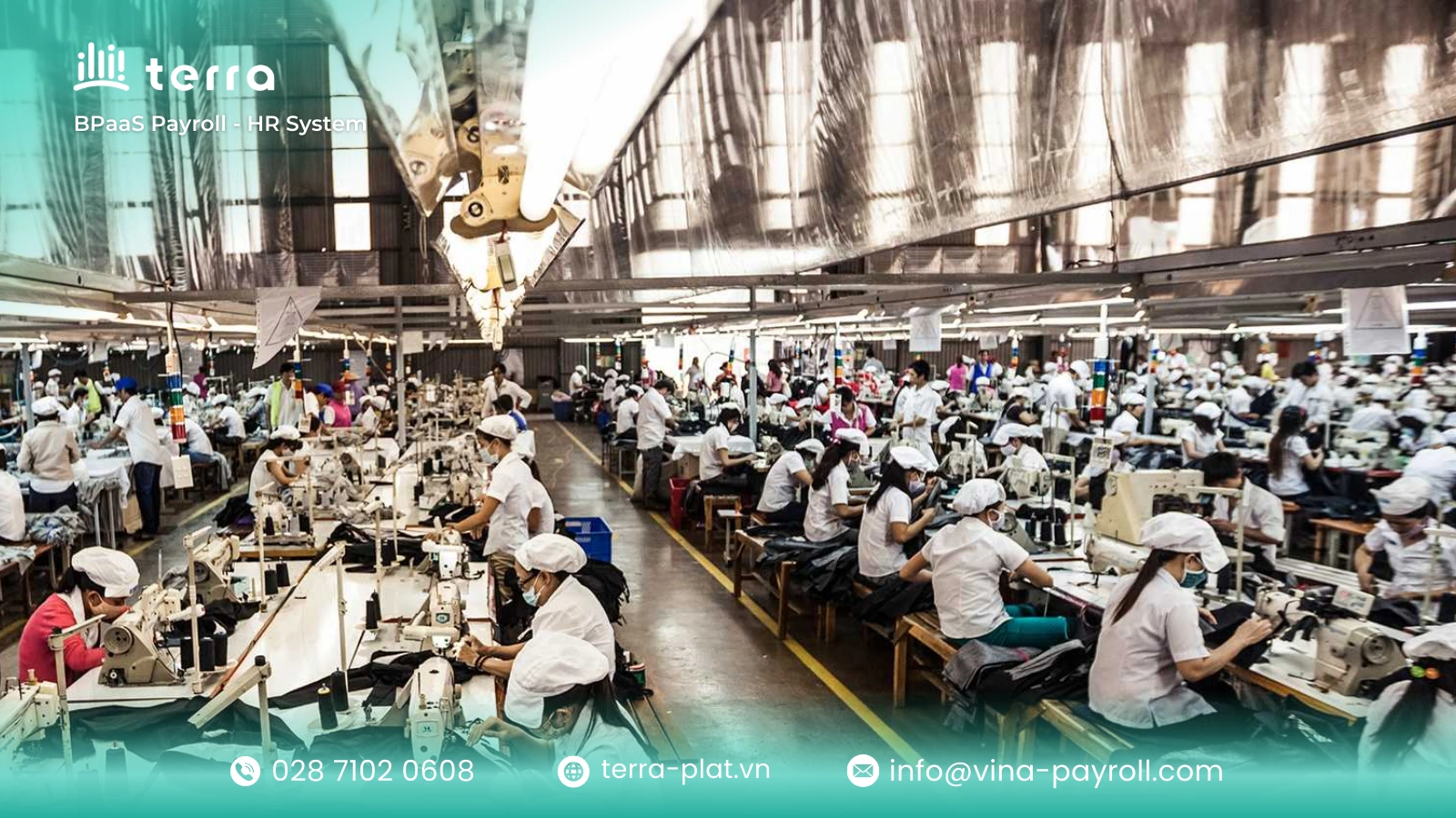 Blue collar workers in large-scale factory shifts