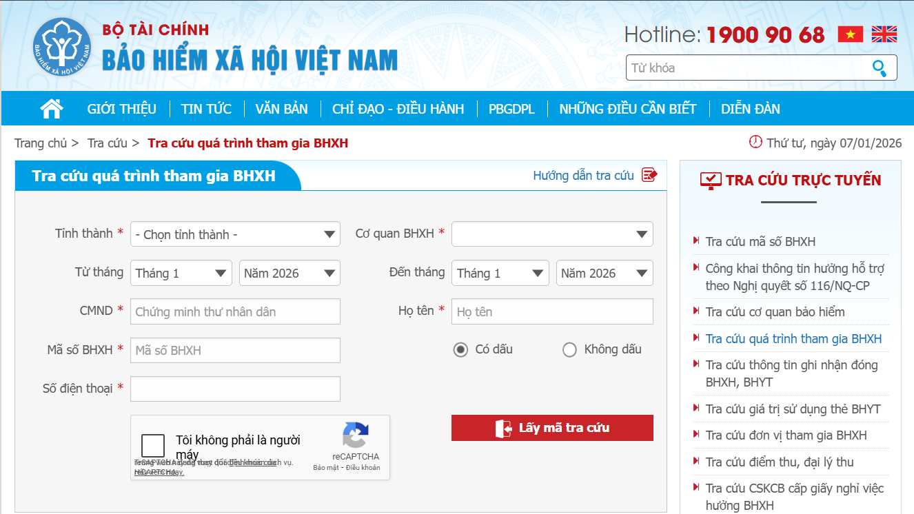 Tra cứu mã số BHXH qua cổng BHXH Việt Nam