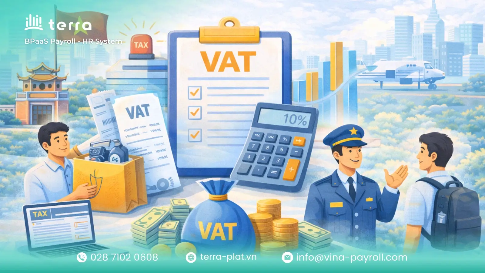 VAT is levied on the value added at each step of the supply chain