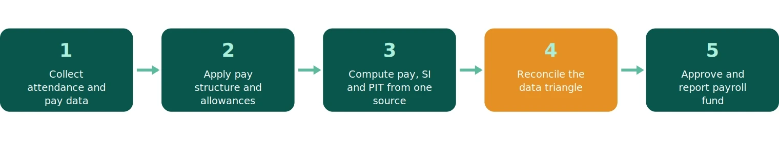 Standardized payroll operation flow on the terra platform
